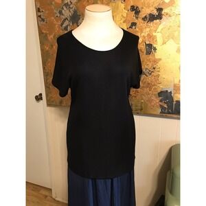 Vintage Brenda French French Rags Black Short Sleeved Knit Long Tunic Size 3-L